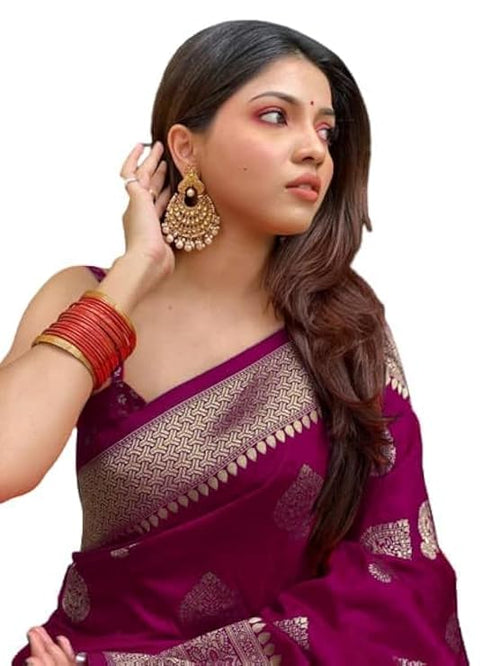 C J Enterprise Women's Kanjivaram Art Silk Saree Soft Banarasi Style Sari With Blouse Piece For Wedding (Pari122-51)