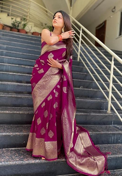 C J Enterprise Women's Kanjivaram Art Silk Saree Soft Banarasi Style Sari With Blouse Piece For Wedding (Pari122-51)